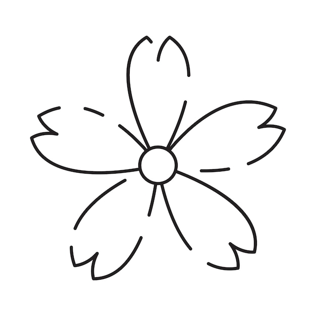 Ícono de línea de sakura Símbolos lineales de flores de cerezo japonesas aislados en un fondo blanco Ilustración vectorial de primavera