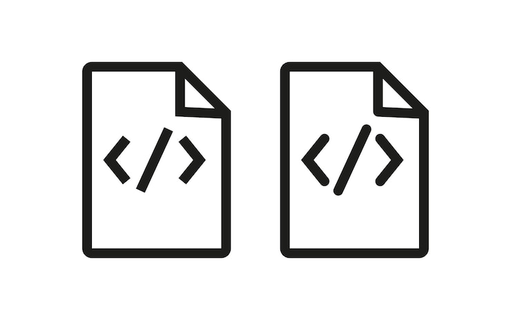 Vector icono de línea de script de programación informática diseño de ilustración vectorial