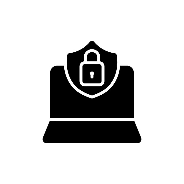 El icono de la línea de seguridad de la computadora aislado en fondo blanco