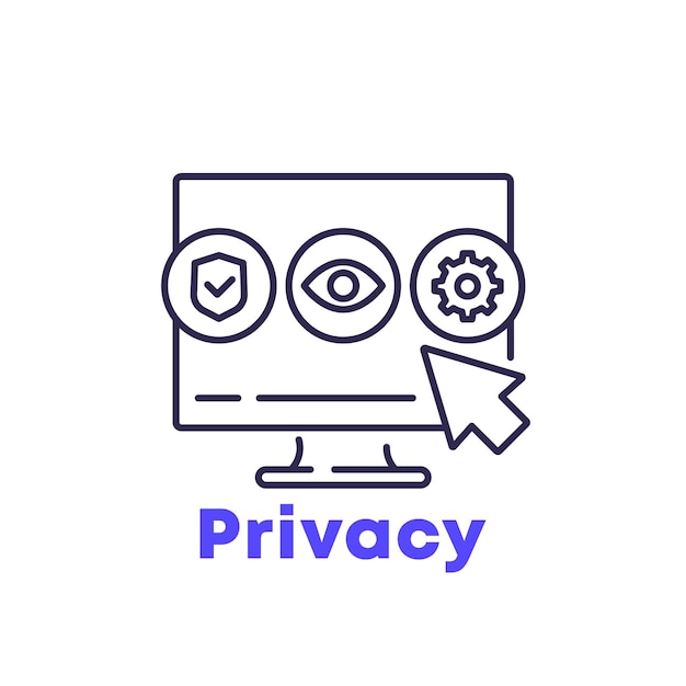 Icono de línea de seguridad y control de privacidad
