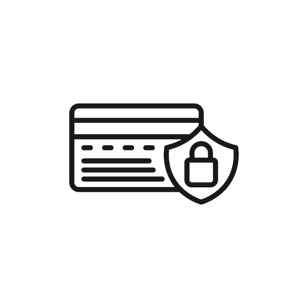 Icono de línea de seguridad de pago aislado sobre fondo blanco