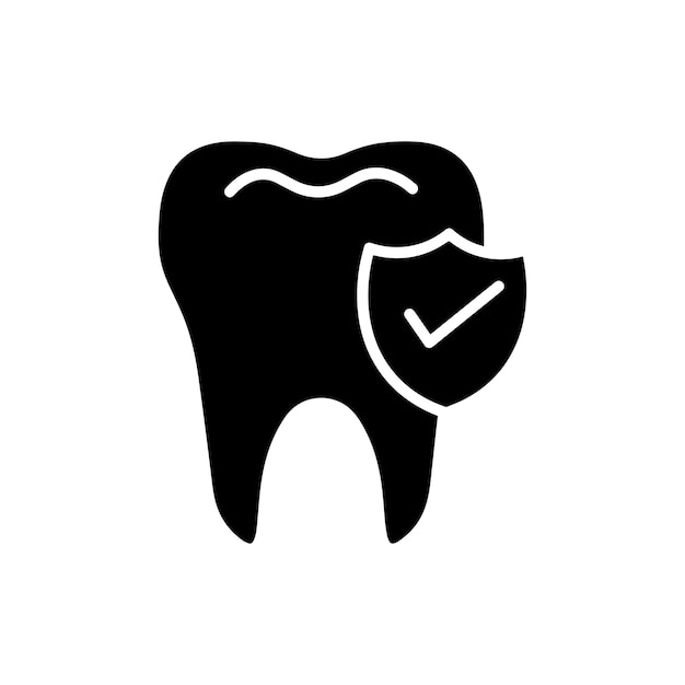 El icono de la línea de seguro dental aislado en fondo blanco