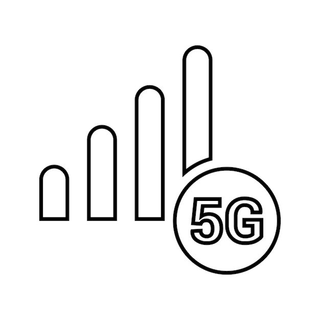 Icono de la línea de señal de Internet celular 5g Vector de contorno