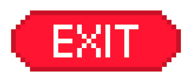 Icono de línea de señal de salida roja Detener cancelar menú de control de juego botón de señal de inscripción anuncio estilo de píxel Icono multicolor en fondo blanco