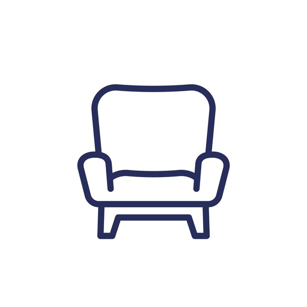 icono de la línea de la silla en blanco