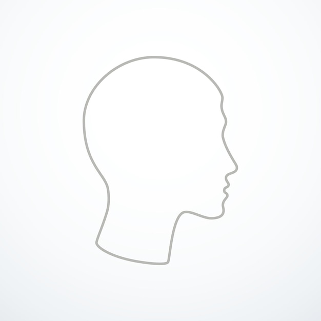 Ícono de línea de silueta de la cabeza del hombre Ilustración vectorial