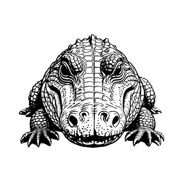 Icono de línea simple de un cocodrilo sobre un fondo blanco