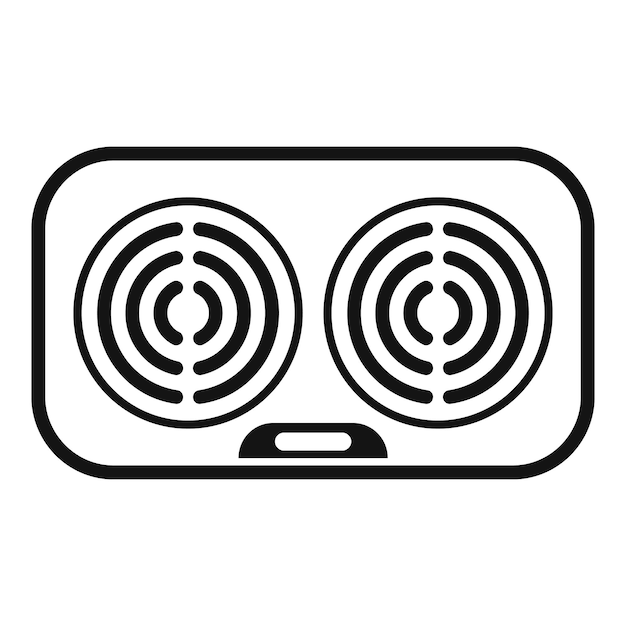 Icono de línea simple de la estufa eléctrica de doble quemador