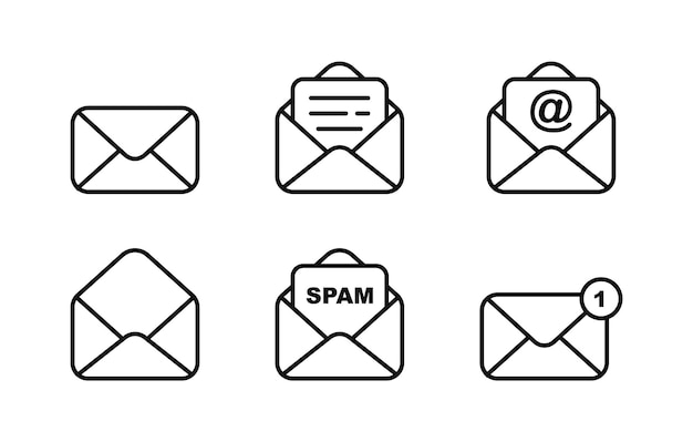 Icono de la línea del sobre del correo Icono del correo electrónico