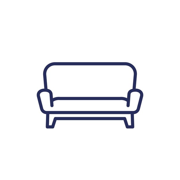 icono de línea de sofá o sofá en blanco