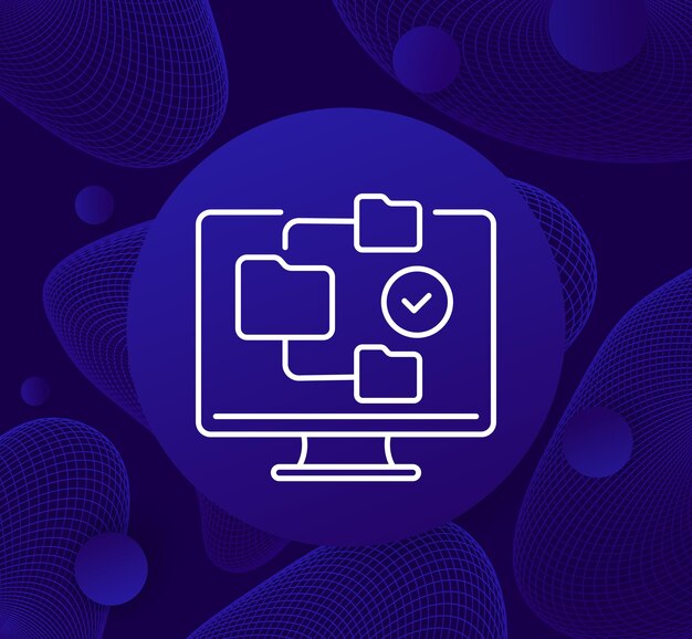 Icono de línea del software de control de versión del ordenador