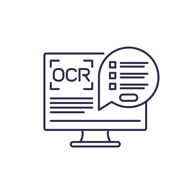 Ícono de línea de software OCR Reconocimiento óptico de caracteres