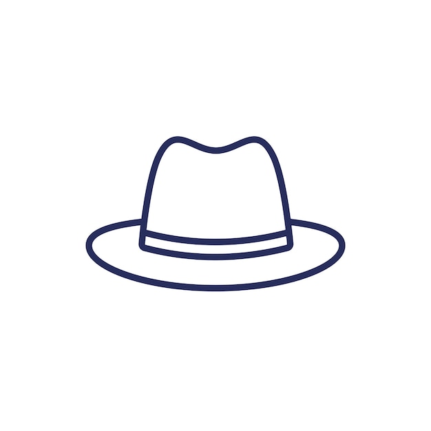 icono de línea de sombrero de fedora en blanco