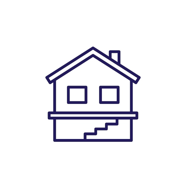 icono de línea de sótano o sótano con casa
