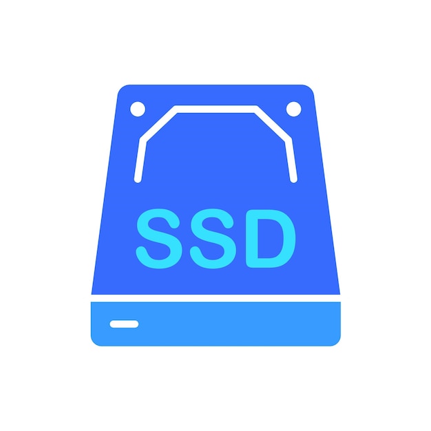 Icono de línea SSD Componentes de computadora rendimiento instalación de memoria sistema operativo juegos Icono de color vectorial sobre fondo blanco para negocios y publicidad