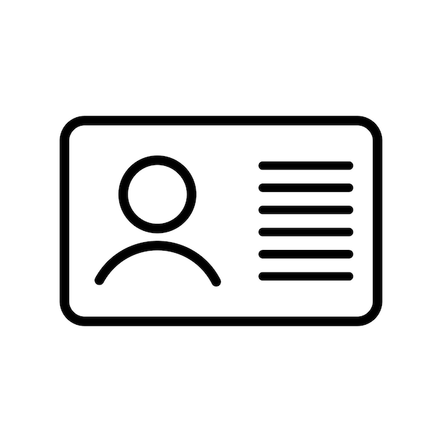 Icono de línea de tarjeta de identificación Símbolo web para web y aplicaciones Licencia de conducir Tarjeta de identificación del personal