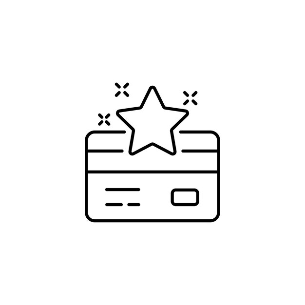 Icono de línea de tarjeta de lealtad Puntos de bonificación Símbolo del programa de descuento Elementos de diseño de calidad Icono de tarjeta de fidelización Estilo lineal Vector de trazo editable