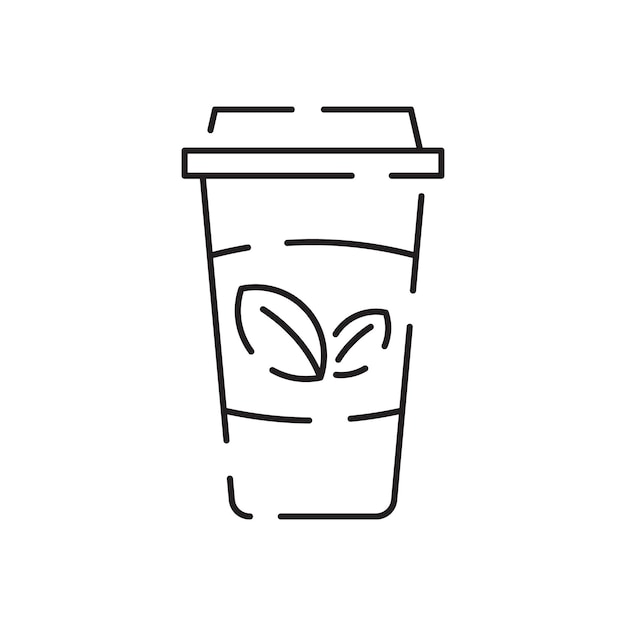 Icono de línea de té gráfico vectorial e icono de taza de té