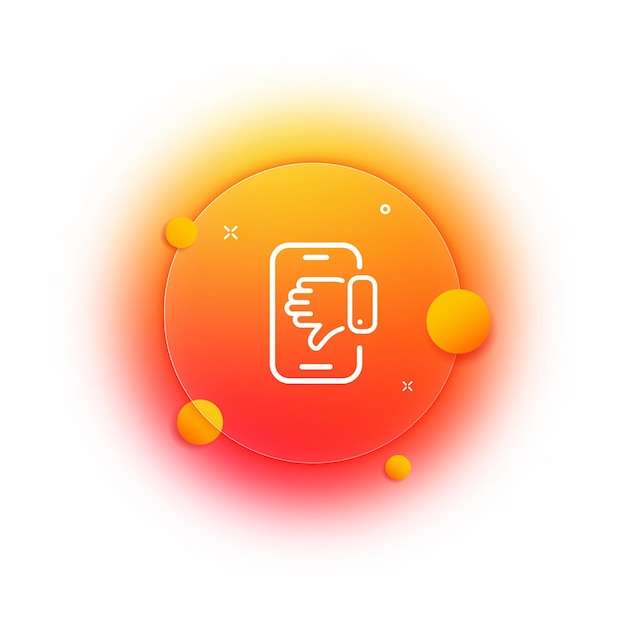 Icono de línea de teléfono y disgusto revisar los pulgares de la mano hacia abajo calificar el contenido de la calificación del servicio opinión del usuario concepto de retroalimentación estilo de morfismo de vidrio icono de línea vectorial para negocios y publicidad