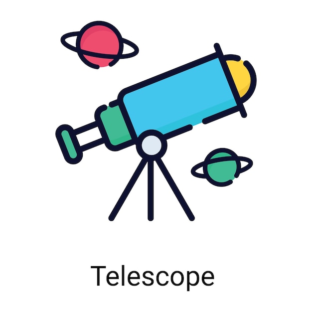 icono de línea de telescopio de color aislado en fondo blanco