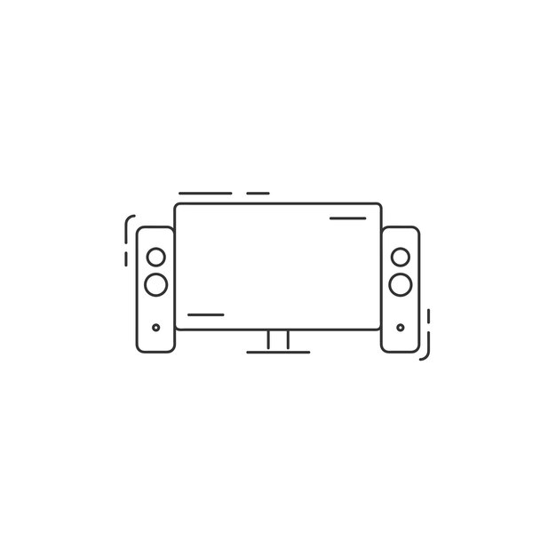Icono de línea de televisión, cine en casa, icono de línea delgada