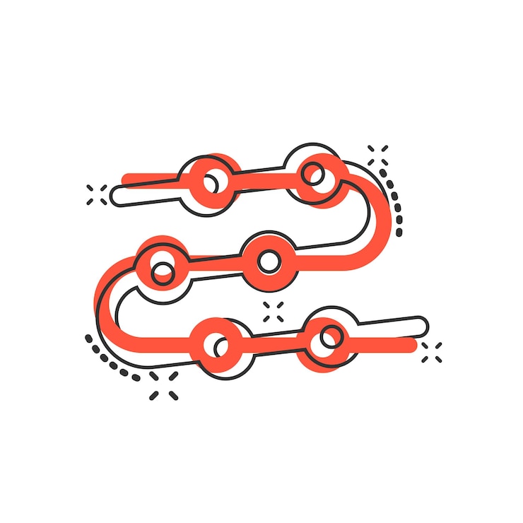 Vector icono de línea de tiempo en estilo cómic ilustración de vector de dibujos animados de progreso sobre fondo blanco aislado concepto de negocio de efecto de salpicadura de diagrama