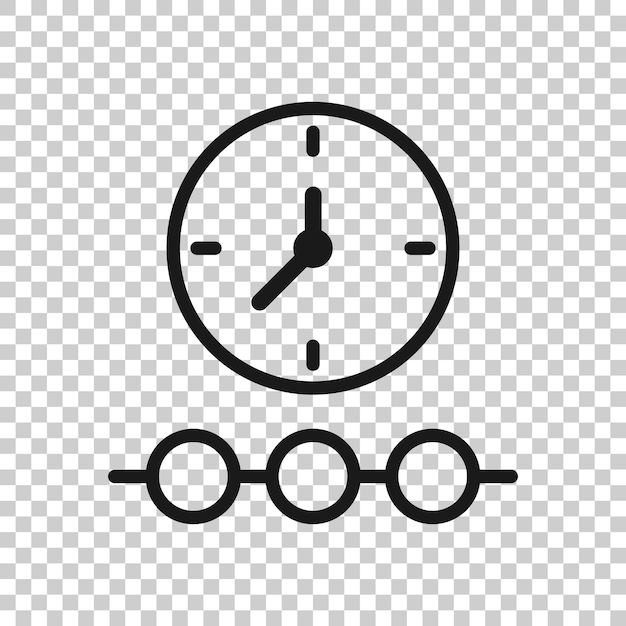 Icono de línea de tiempo en estilo plano Ilustración de vector de progreso sobre fondo blanco aislado Concepto de negocio de diagrama