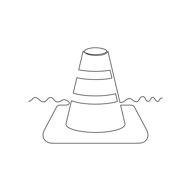 icono de línea de tráfico de cono en estilo de línea continua arte de línea una línea continua simple dibujada a mano