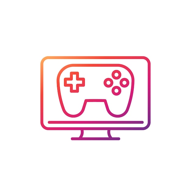 Icono de línea de TV y gamepad