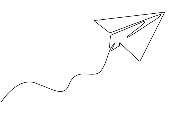 Icono de línea única de dibujo de línea continua de papel de avión que vuela diferente