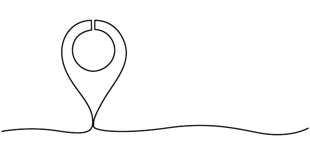 Icono de línea única de ubicación Dibujo continuo de una línea de la ruta y los punteros de ubicación