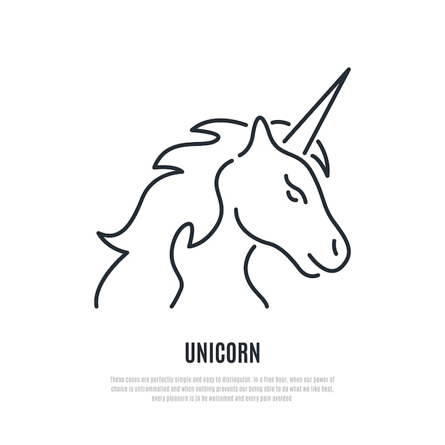 Icono de línea de unicornio.