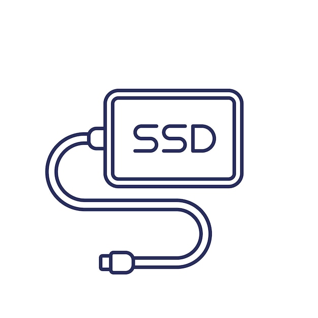 icono de línea de unidad ssd externa