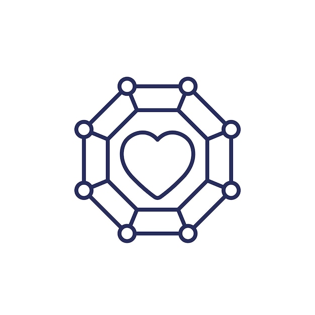 icono de línea de valores básicos con un corazón