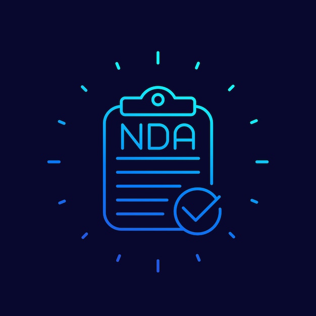 Icono de línea de vector de documento de acuerdo de nda