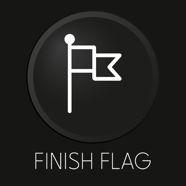 Icono de línea de vector mínimo de bandera de acabado en botón 3D aislado sobre fondo negro Premium VectorxAxA