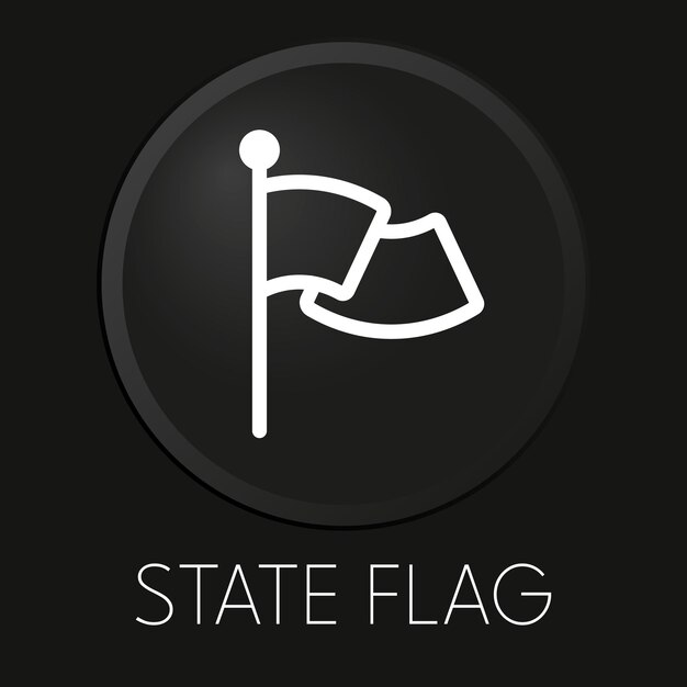 Icono de línea de vector mínimo de bandera de estado en botón 3D aislado sobre fondo negro Premium VectorxAxA