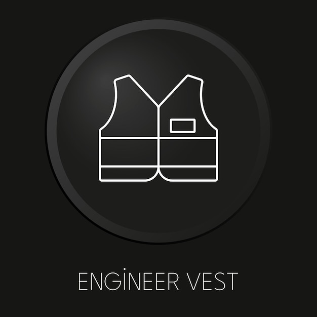 Icono de línea de vector mínimo de chaleco de ingeniero en botón 3d aislado sobre fondo negro vector premium