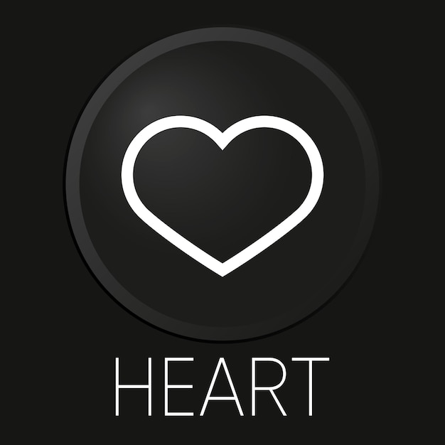 Icono de línea de vector mínimo de corazón en botón 3D aislado sobre fondo negro Premium VectorxAxA