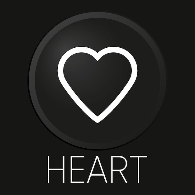 Icono de línea de vector mínimo de corazón en botón 3D aislado sobre fondo negro Premium VectorxAxA