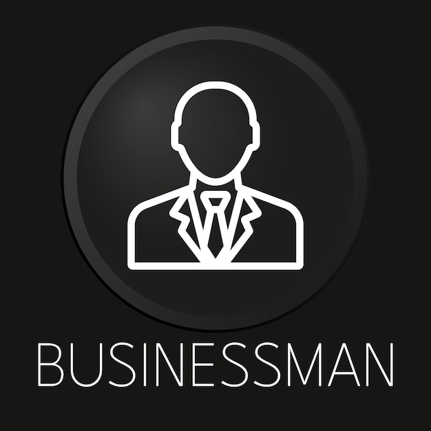Icono de línea de vector mínimo de empresario en botón 3D aislado sobre fondo negro Premium VectorxA