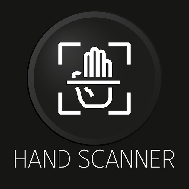 Icono de línea de vector mínimo de escáner manual en botón 3D aislado sobre fondo negro Vector Premium