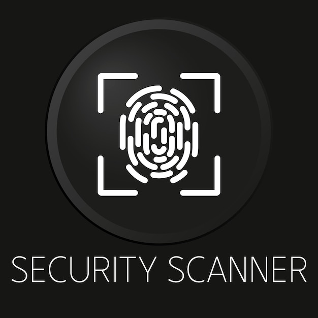Icono de línea de vector mínimo de escáner de seguridad en botón 3d aislado sobre fondo negro vector premium