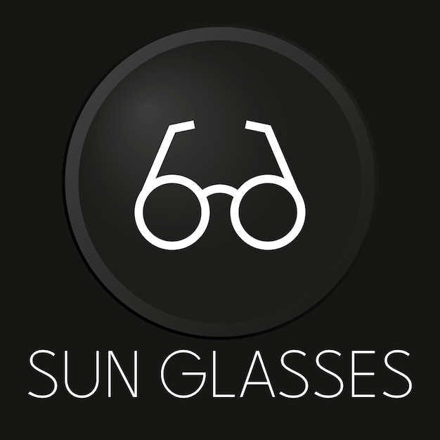 Icono de línea de vector mínimo de gafas de sol en botón 3d aislado sobre fondo negro premium vectorxa