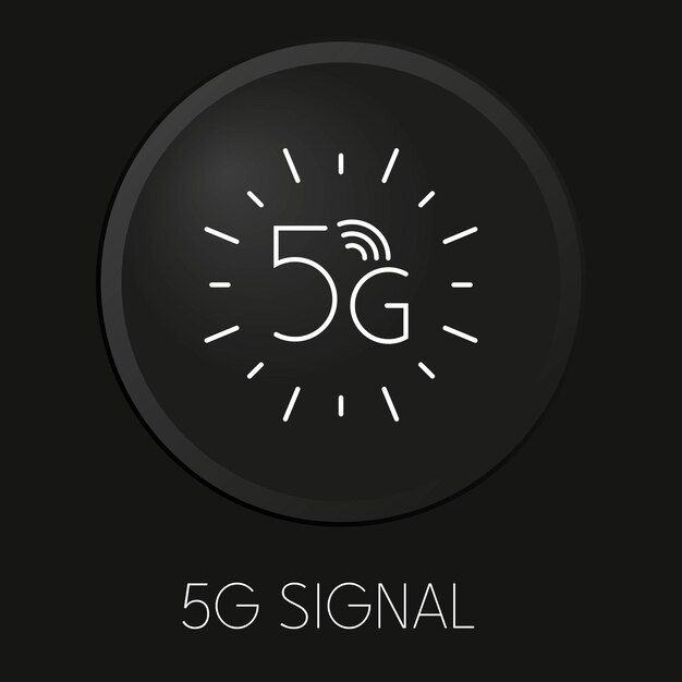 Icono de línea de vector mínimo de señal 5g en botón 3d aislado sobre fondo negro premium vectorxa