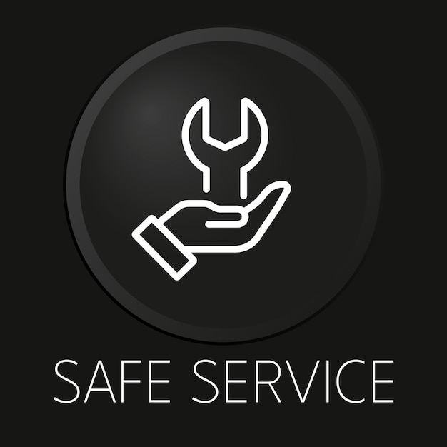 Icono de línea de vector mínimo de servicio seguro en botón 3d aislado sobre fondo negro vector premium