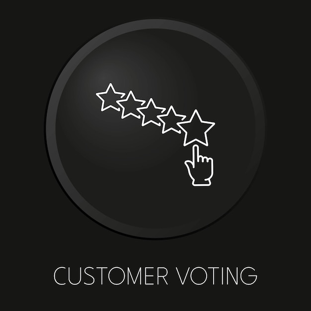 Icono de línea de vector mínimo de votación de cliente en botón 3D aislado sobre fondo negro Vector Premium