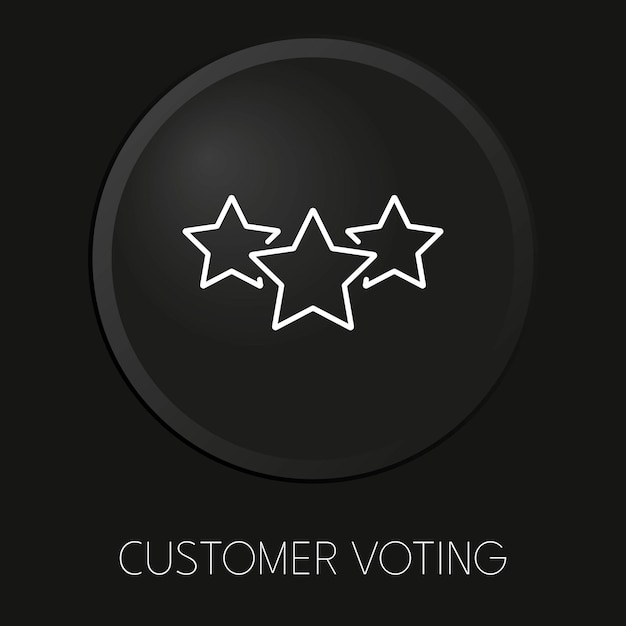 Icono de línea de vector mínimo de votación de cliente en botón 3D aislado sobre fondo negro Vector Premium