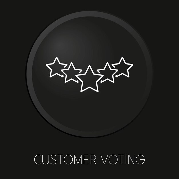 Icono de línea de vector mínimo de votación de cliente en botón 3D aislado sobre fondo negro Vector Premium