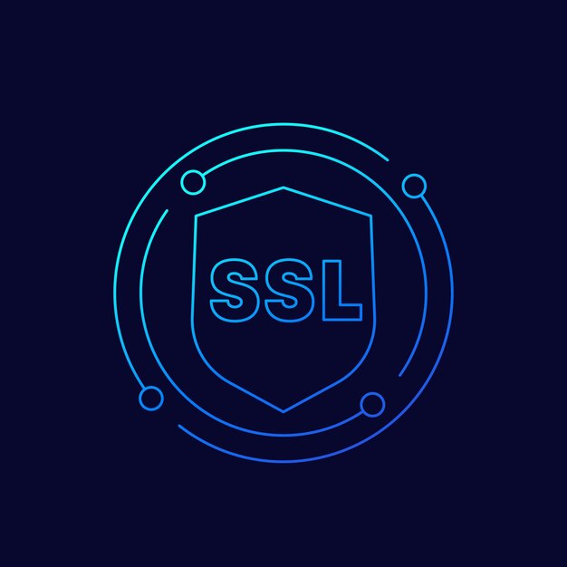 Icono de línea de vector seguro SSL